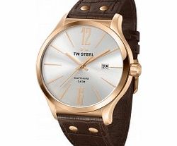 TW Steel Slim Line Silver Brown Leather Strap