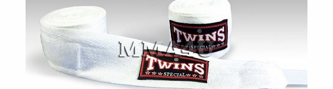 Twins Special Muay Thai Kick Boxing Hand Wraps White