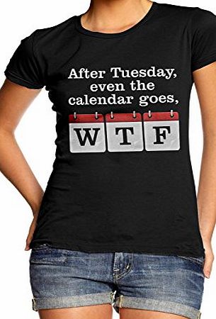 TWISTED ENVY Women Cotton Novelty Design Gift Rude Calendar T-Shirt Black X-Large