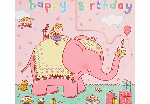 Pink Elephant Birthday Card