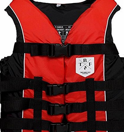 Two Bare Feet FLY ADULT 50n BUOYANCY AID life Jacket ski kayak canoe PFD vest BLACK / RED TBF (BLACK, L)