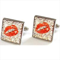 Tyler and Tyler Glitter Hot Lips Cufflinks by