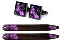 Tyler and Tyler Purple Black Metal Cufflinks/Collar Stays by