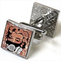 Red Brick Gas Mask Marilyn Cufflinks