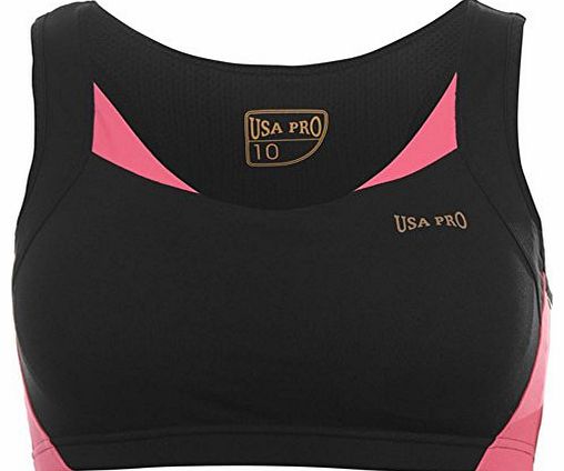 U.S.A. Pro USA Pro Medium Bra Top Ladies Black/Fan Pink 12 (M)