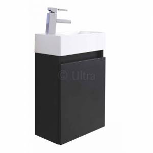 ULTRA Zone Compact Black Wood Wall Hung Vanity