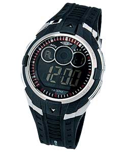 umbro Digital Gents Round Dial Black PU Strap Watch