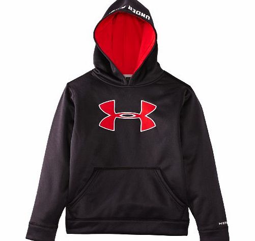 Under Armour Storm AF Big Logo Boys Hooded Sweatshirt, Black/White/Red Hooded