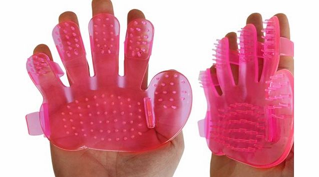 UniversalGadgets Rubber Silicone Pet Dog Cat Fur Groomer Hand Mitt - Pink