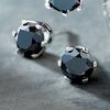 1.0ct black diamond stud earrings set in white gold. (Total diamond weight 2.0ct). For pierced ears.