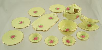 1:12 Scale Lemon Rose Design Dinner Service