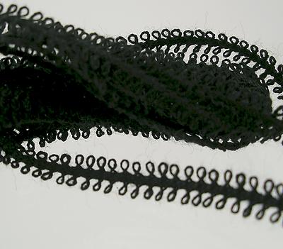 1:12 Scale Miniature Black Double Picot Braiding