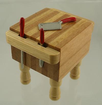 1:12 Scale Miniature Butchers Chopping Block &