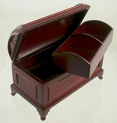 1:12 Scale Miniature Domed Mahogany Trunk Ready