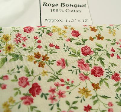 1:12 Scale Miniature Print Fabric Square - Rose