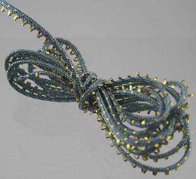 1:12 Scale Miniature Storm Blue & Gold Picot