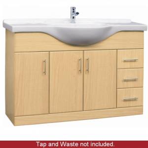 Unbranded 1200mm Rigid Beech Vanity Unit with Ceramic Basin