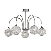 A unique satin chrome fitting with spun aluminium spheres. Height - 34cm Diameter - 50cmBulb type - 