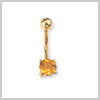 18 Carat Gold Citrine Set Navel Bar