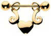 18 Carat Gold Heart Felt Nipple Barbell Add On