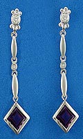 18Ct Amythyst & Diamond Drop White Gold Earrings