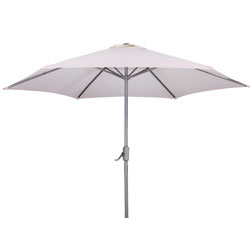 Unbranded 2.7m Crank Handle Canvas Parasol with Lightweight Aluminium Frame - Cream