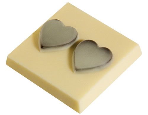 Indulge with rich belgian chocolate beautifully designed as 2 dark raised hearts.