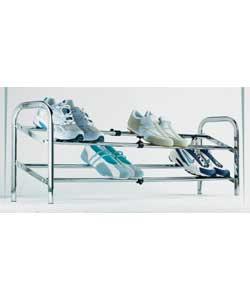 Unbranded 2-Tier Chrome Extending Shoe Rack