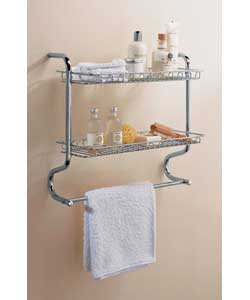 2 Tier Metal Shelf Wall Unit