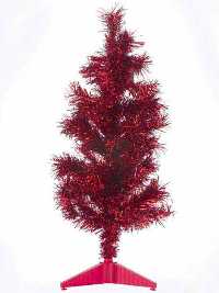 2ft Ho Ho Ho Tinsel Tree - Red