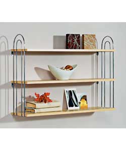 General storage unit.Beech effect foil and chrome shelving unit.Size (W)80, (H)58, (D)15cm.Weight 6k