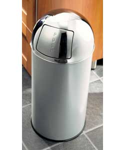 Silver epoxy coated steel bin. Size (D)30, (H)69cm