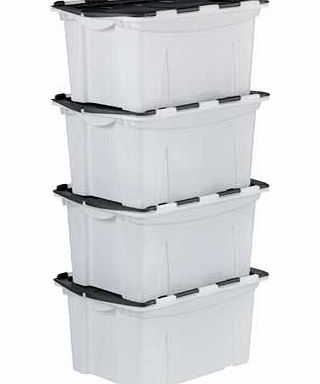 Unbranded 40 Litre Black Crocodile Lid Storage Boxes - Set