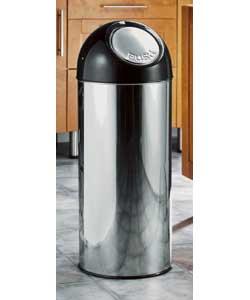 45L Black & Stainless Steel Push Top Bin