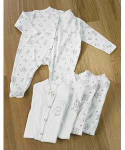 5 Pack Unisex Sleepsuits - Newborn