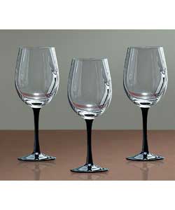 Unbranded 6 Piece Black Stem Wine Glass Set