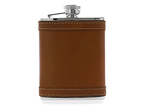 Unbranded 6oz Dark Tan Leather Hip Flask 013315