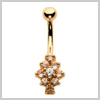 9 Ct Gold Cluster Navel Bar