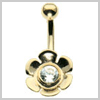 9 Ct Gold Flower Burst Navel Bar