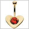 9 Ct Gold Gem Heart Navel Bar