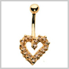 9 Ct Gold Vegas Heart Navel Bar