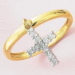 9ct. 19pt. Diamond Cross Charm Ring