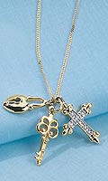 9ct. Cross / Key / Heart Diamond Set Charm Pendant