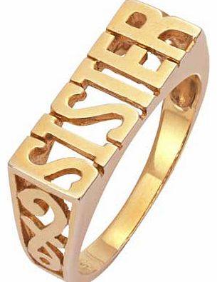 The Perfect Gift for a wonderful sister. this gorgeous 9ct gold plated sister ring is a great way to show how much she means to you! Available in size N. Available in sizes N. EAN: 1116962.