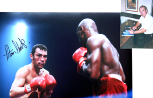 Alan Minter v Marvin Hagler signed A3 photo