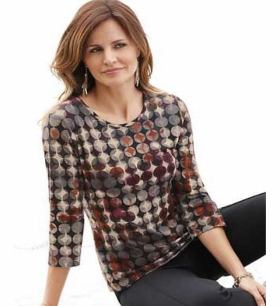 Unbranded Alessa W. Three-Quarter Sleeve Retro Print Top