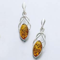 Amber and Silver Earrings