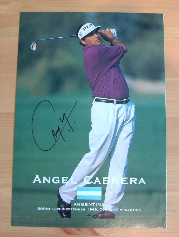 ANGEL CABRERA SIGNED 9.5 x 6.5 INCH PROG. PAGE