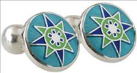 Unbranded Aquamarine Starburst Enamel Cufflinks by Veritas