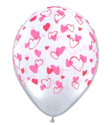 Balloon - Diamond Clear Heart print - 12inch latex